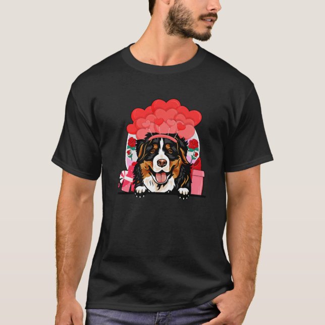 Retro Matching Valentine Day Heart Dog Lover T-Shirt (Front)