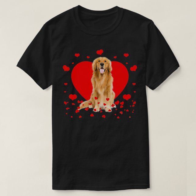 Retro Matching Valentine Hearts Golden Retriever D T-Shirt (Design Front)