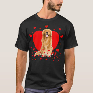 Retro Matching Valentine Hearts Golden Retriever D T-Shirt