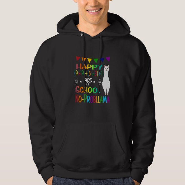 Retro Math Formula 100 Days Of School No Prob Llam Hoodie (Front)