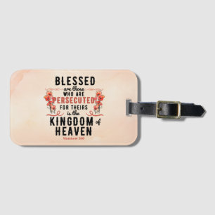 Retro Matthew 5:10 Poppies Watercolor Luggage Tag