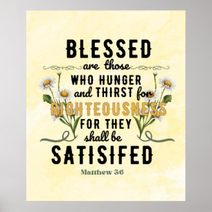 Retro Matthew 5:6 Watercolor Poster
