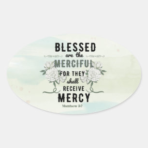 Retro Matthew 5:7 Bible Verse Oval Sticker