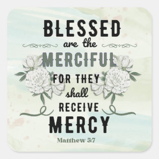 Retro Matthew 5:7 Bible Verse Square Sticker