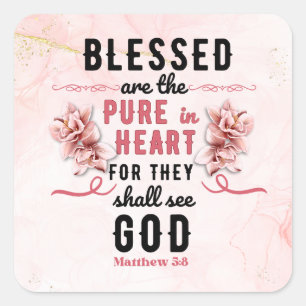 Retro Matthew 5:8 Calla Lillies Watercolor Square Sticker