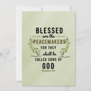 Retro Matthew 5:9 Olive Branch Watercolor Card