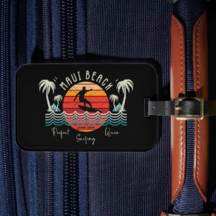 Retro Maui Beach Surfing  Luggage Tag