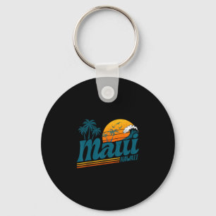 Retro Maui Hawaii Hawaiian Island Palm Tree Beach Key Ring