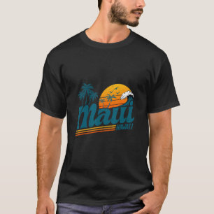 Retro Maui Hawaii Hawaiian Island Palm Tree Beach T-Shirt