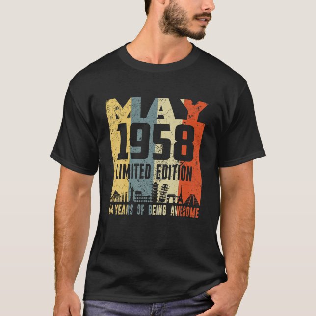 Retro May 1958 Funny 64Th Birthday T-Shirt (Front)