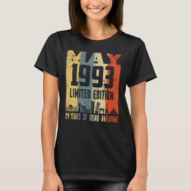 Retro May 1993  29th Birthday T-Shirt (Front)