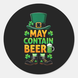 Retro may contain beer leprechaun st patrick's day classic round sticker
