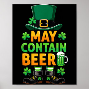 Retro may contain beer leprechaun st patrick's day poster