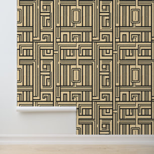 Retro Maze: Art Deco Geometric Pattern Wallpaper