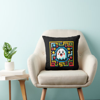 Retro Maze Runner: Pixel Ghost Cushion