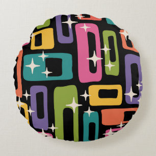 Retro MCM Abstract Atomic Age Pattern Round Cushion