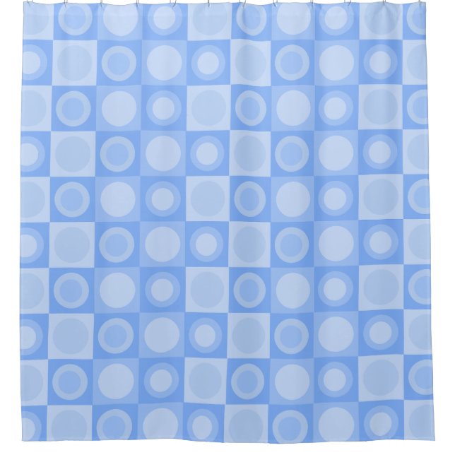 Retro MCM Geometric Pattern Baby Blue Shower Curtain (Front)