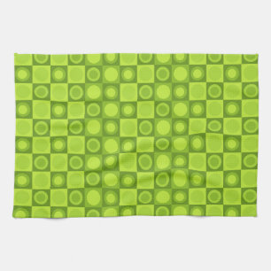 Retro MCM Geometric Pattern Chartreuse Tea Towel