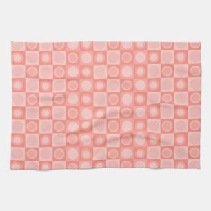 Retro MCM Geometric Pattern Salmon Pink Tea Towel