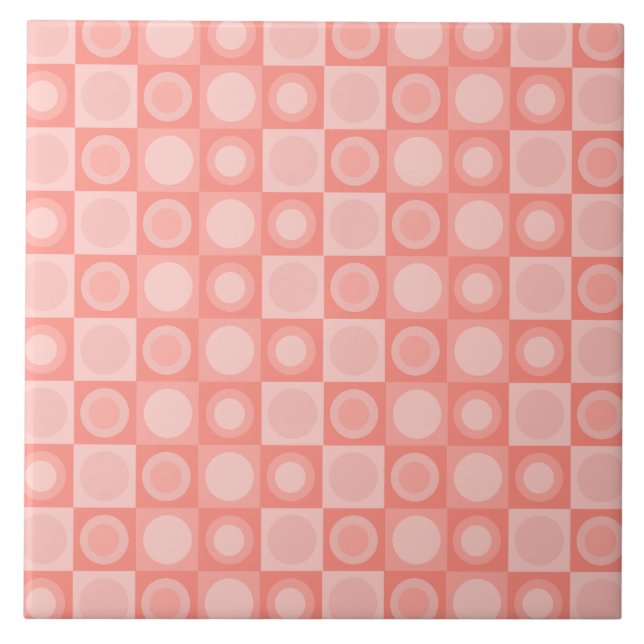 Retro MCM Geometric Pattern Salmon Pink Tile (Front)