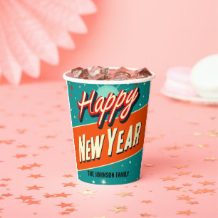 Retro MCM Happy New Year Paper Cups