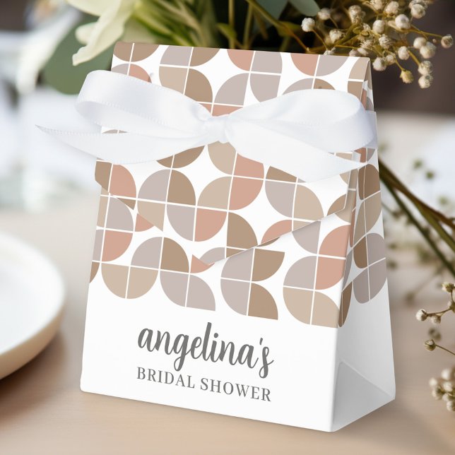 Retro MCM Pattern - neutral colours - Bridal Showe Favour Box (Personalized gift box for bridal shower party favors)