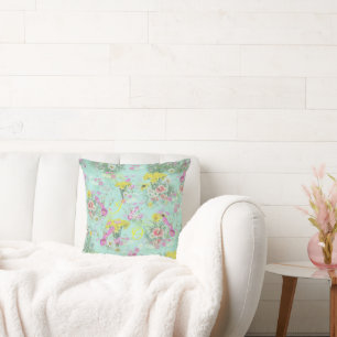 Retro Meadow Classic Flowers Cushion