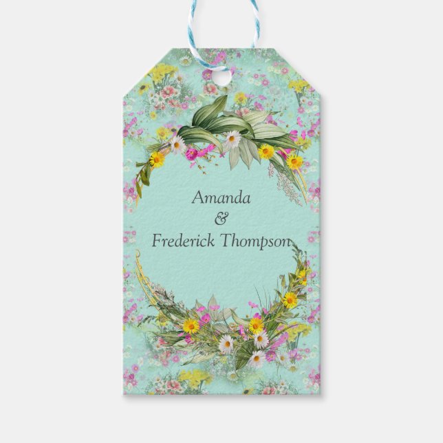 Retro Meadow Classic Flowers Gift Tags (Front)