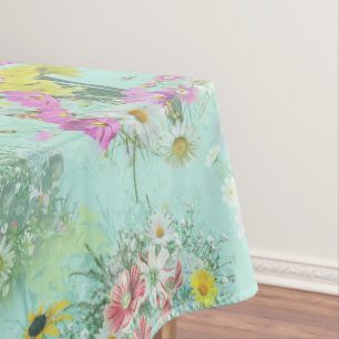 Retro Meadow Classic Flowers Tablecloth