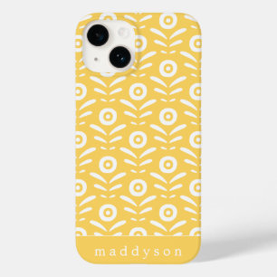 Retro Meadow Yellow Floral Pattern Personalised Case-Mate iPhone 14 Case