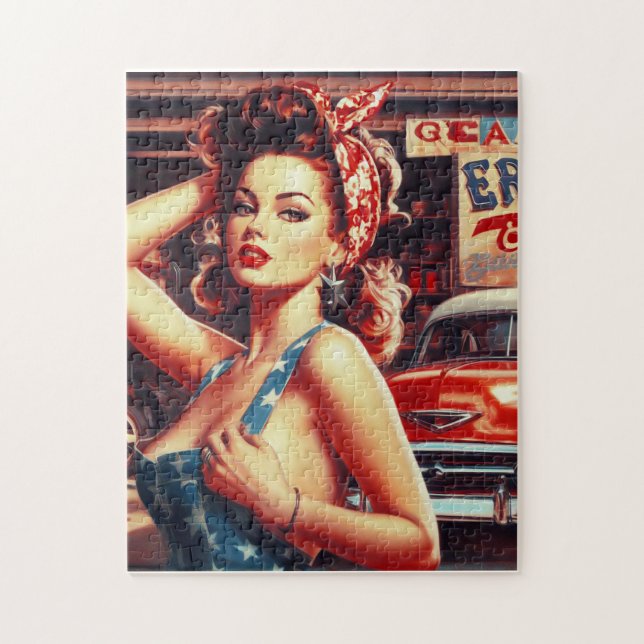 Retro Mechanic Girl Jigsaw Puzzle (Vertical)