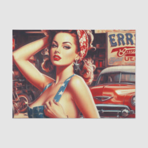 Retro Mechanic Girl Tissue Paper