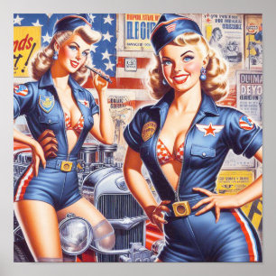 Retro Mechanic Pin-up Poster