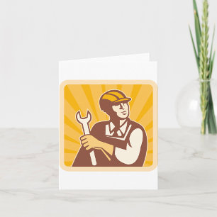 Retro Mechanic With Spanner Card