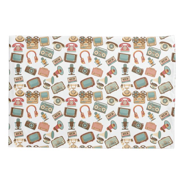 Retro Media Pattern pillowcases (Back)