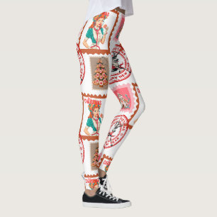 Retro Medical Christmas Stamp Set Art Leggings