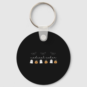 Retro Medical Coder Pumpkin Ghost Worker Halloween Key Ring
