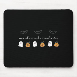 Retro Medical Coder Pumpkin Ghost Worker Halloween Mouse Mat