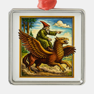 Retro Medieval Snail Rider Fantasy Tee Postcard Metal Tree Decoration