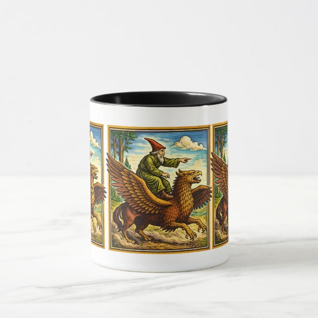 Retro Medieval Snail Rider Fantasy Tee Postcard Mug (Center)