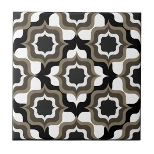 Retro Mediterranean Black Grey White Tile