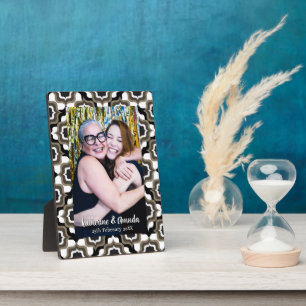 Retro Mediterranean Black White Photo Block Plaque