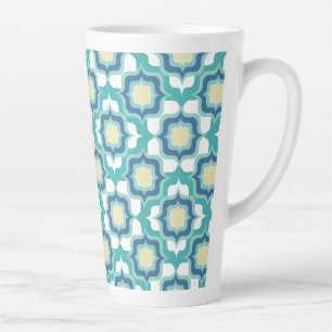Retro Mediterranean Blue White Latte Mug