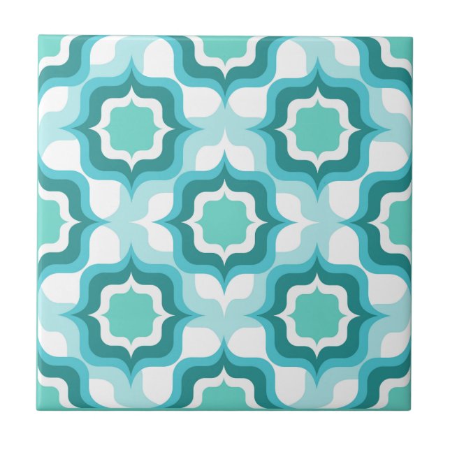 Retro Mediterranean Blue White Tile (Front)