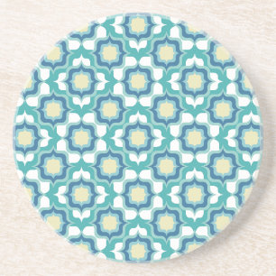 Retro Mediterranean Tiling Blue White Coaster