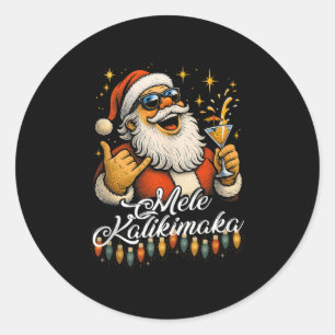 Retro Mele Kalikimaka Hawaiian Christmas Tail, Par Classic Round Sticker
