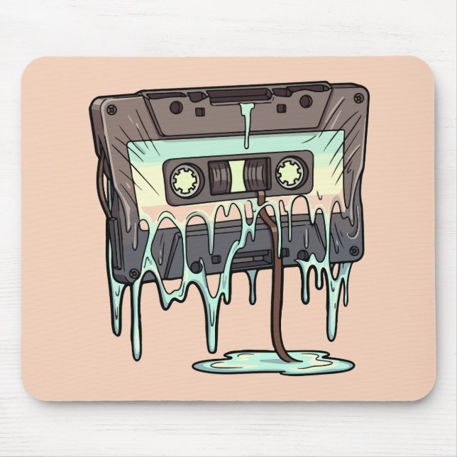 Retro Melting Cassette Tape Vaporwave Mouse Mat (Front)