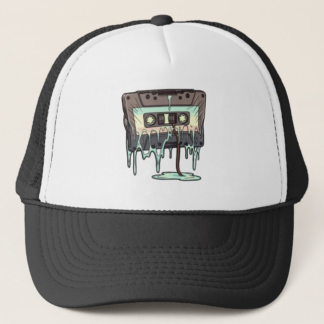 Retro Melting Cassette Tape Vaporwave Trucker Hat (Front)