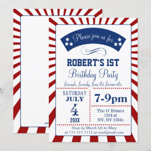 Retro memorial day birthday party invitations