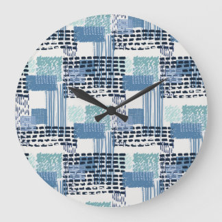 Retro Memphis Doodle Seamless Pattern Large Clock